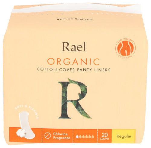 Rael Organic Regular Cotton Cover Panty Liners, 20 Count