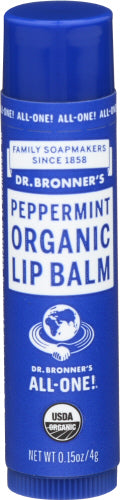 Dr. Bronner's Organic Peppermint Lip Balm, 0.15 oz