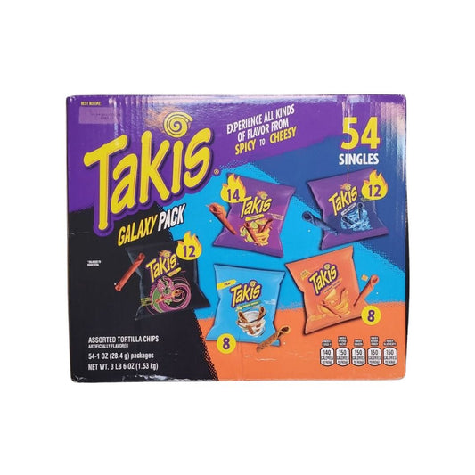 Takis Rolled Tortilla Chips Variety Pack 54 ct, 1.5 oz