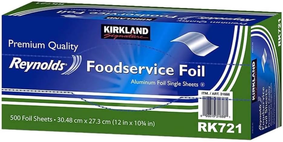 Kirkland Signature Reynolds Foodservice Aluminum Foil, Pre-Cut Single Sheets, 500 Count