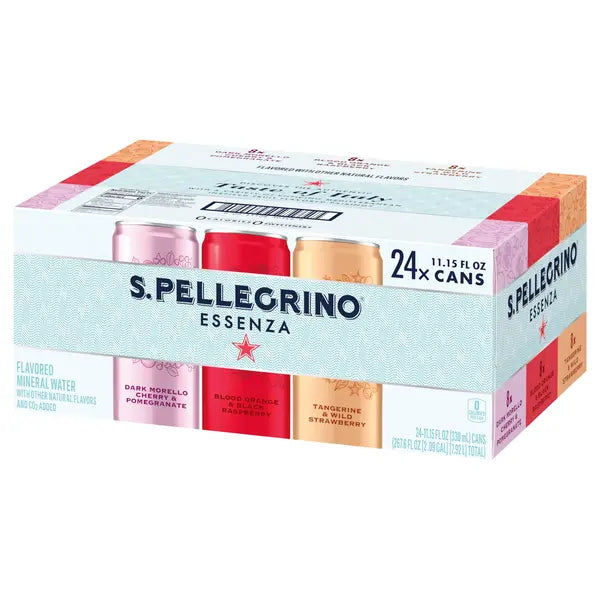 San Pellegrino Essenza Flavored Mineral Water Variety Pack 24 ct, 11.15 fl oz