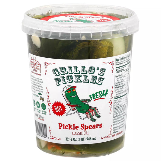 Grillo's Pickles Hot Italian Dill Spears, 32 oz