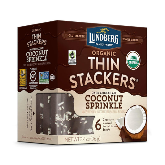 Lundberg Organic Dark Chocolate Coconut Sprinkle Thin Stackers, 3.4 oz