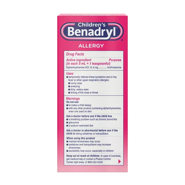 Children’s Benadryl Allergy Liquid Cherry, 8 oz