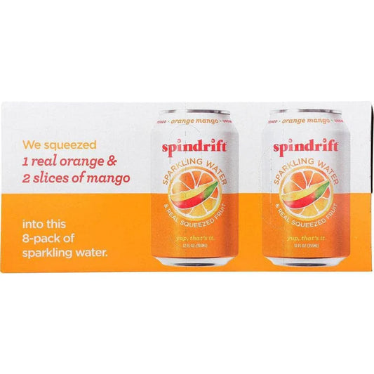 Spindrift Orange Mango Sparkling Water, 8 Count