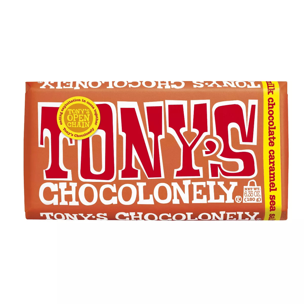 Tony's Chocolonely Caramel & Sea Salt Milk Chocolate Bar, 6.35 oz