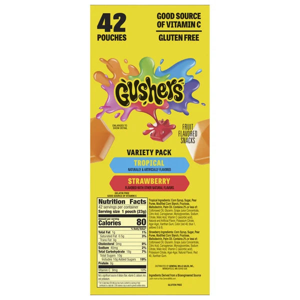 Fruit Gushers Fruit Flavored Snacks 42 Count, .08 oz