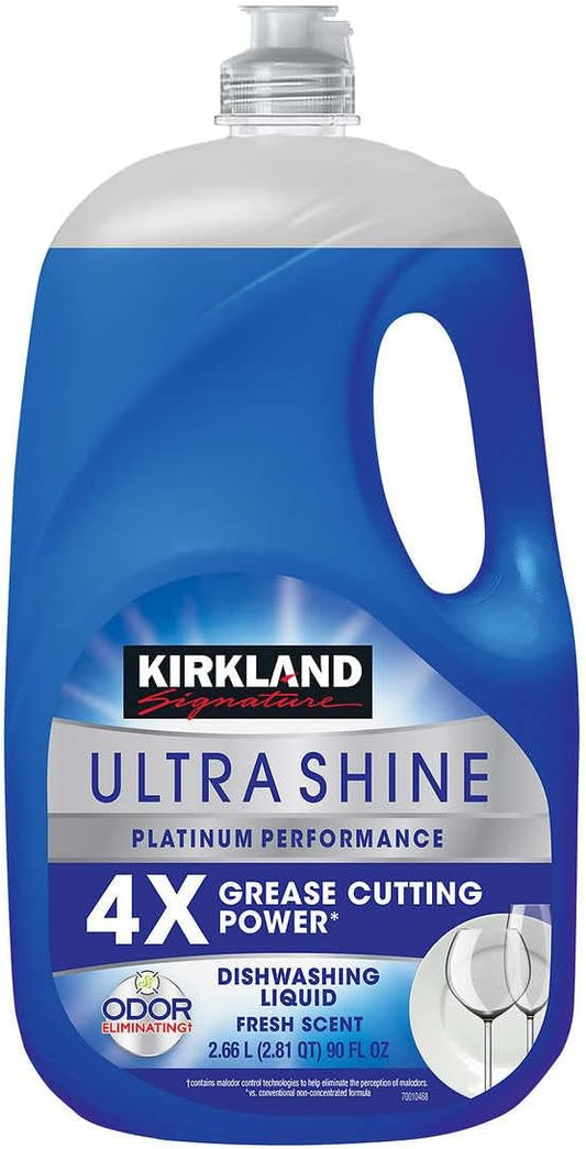 Kirkland Signature Ultra Shine Liquid Dish Soap, Fresh, 90 fl oz