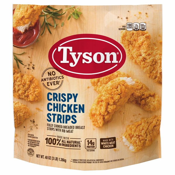 Tyson Antibiotic Free Crispy Chicken Strips, 3 lbs