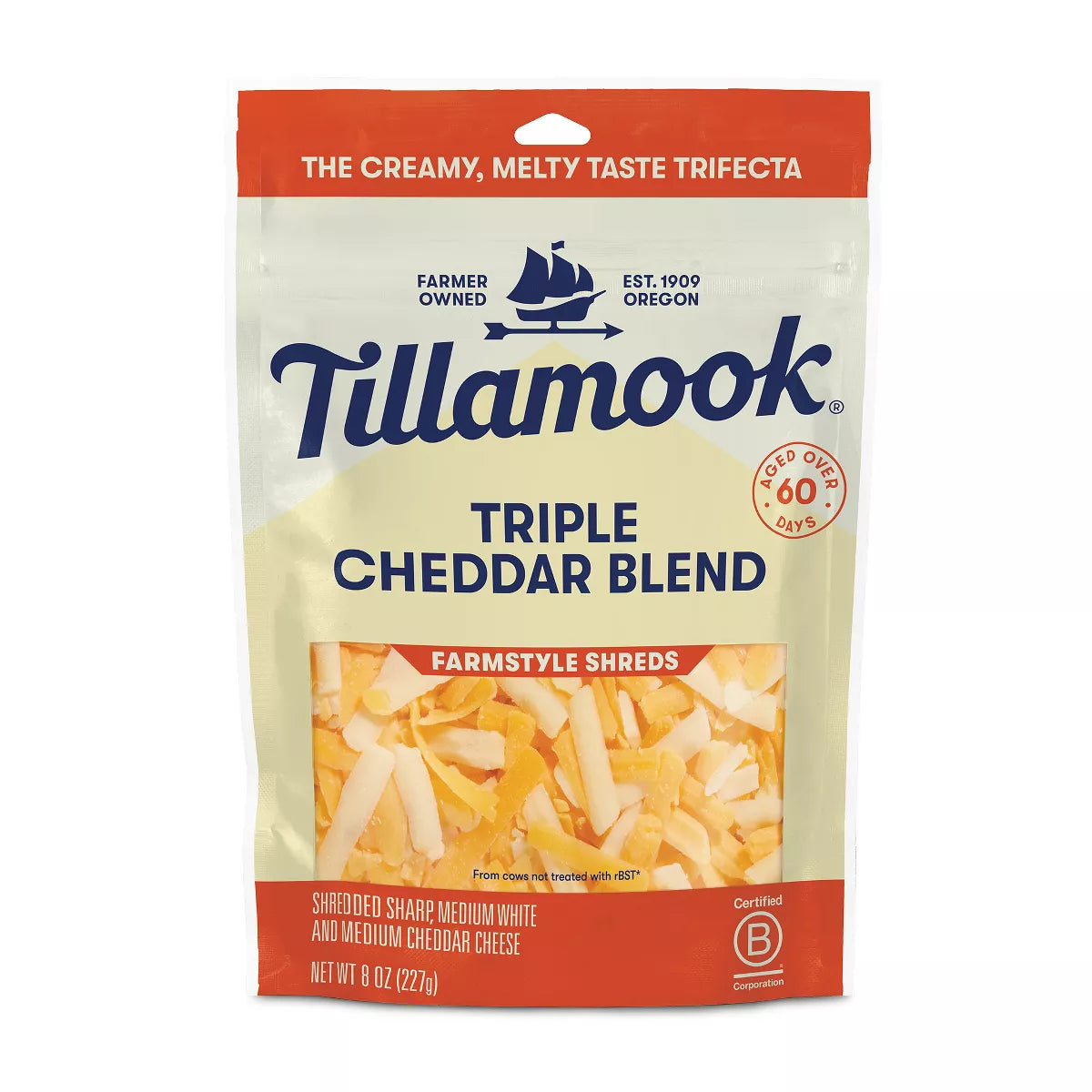 Tillamook Farmstyle Triple Cheddar Shredded Cheese, 8 oz