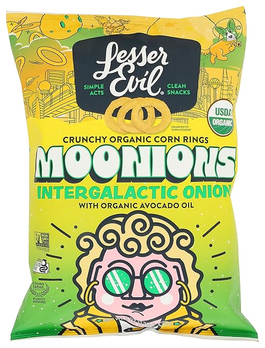 Lesser Evil Organic Intergalactic Onion Moonions, 6 oz