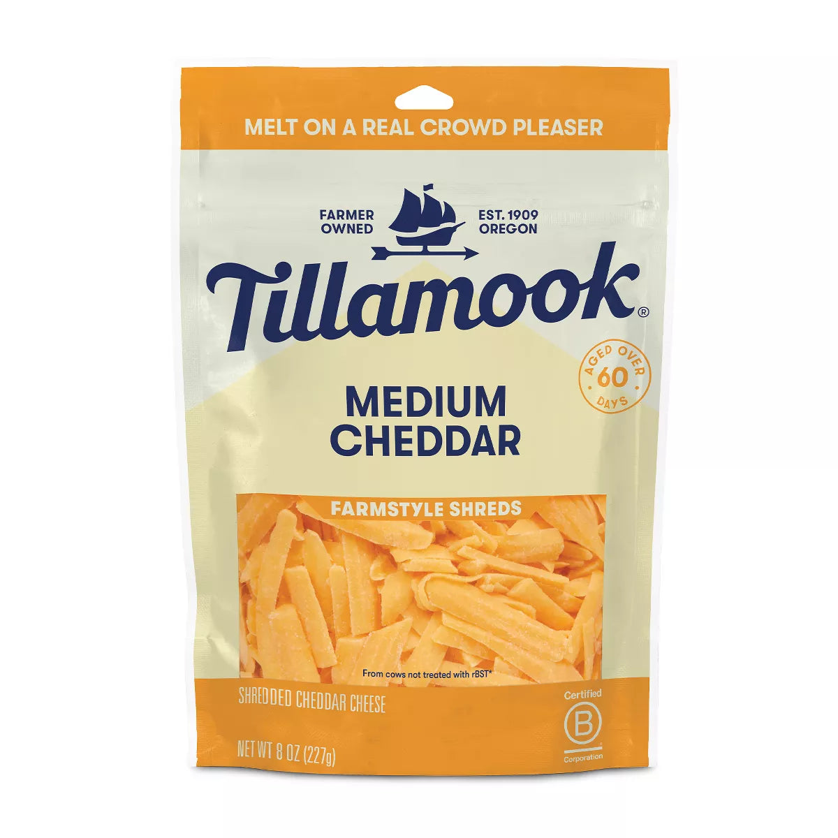 Tillamook Farmstyle Medium Cheddar Shredded Cheese, 8 oz