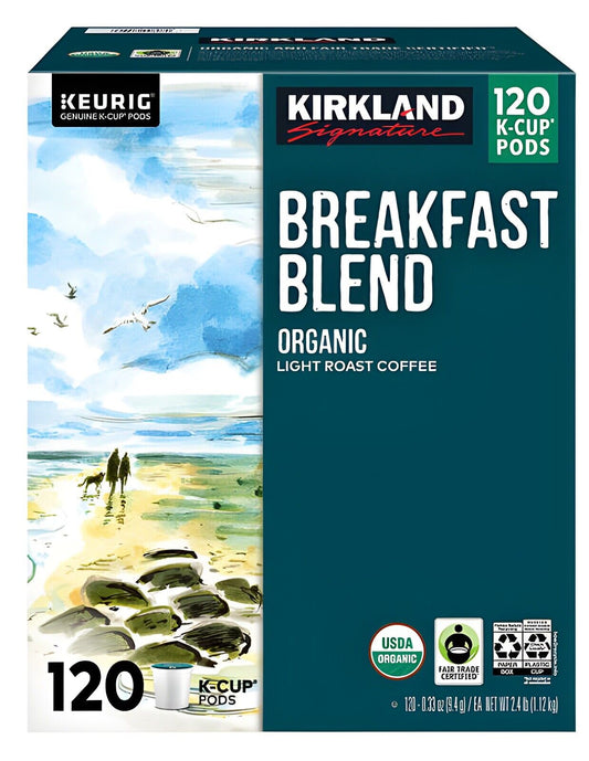 Kirkland Signature Coffee Organic Breakfast Blend K-Cup Pod, 120 count