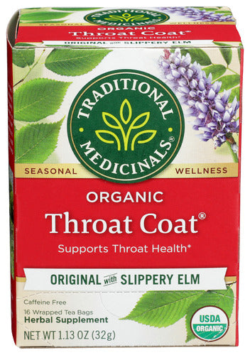 Traditional Medicinals Organic Original w/ Slippery Elm Throat Coat Tea, 16 Count
