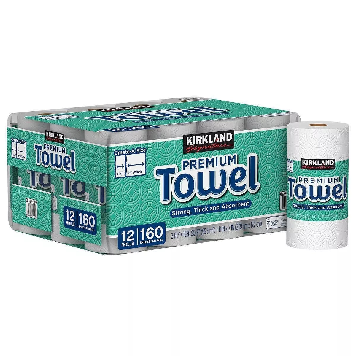 Kirkland Signature Paper Towels 2-Ply 12 ct, 160 Sheets