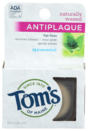 Tom's of Maine Antiplaque Spearmint Flat Floss, 32 yd