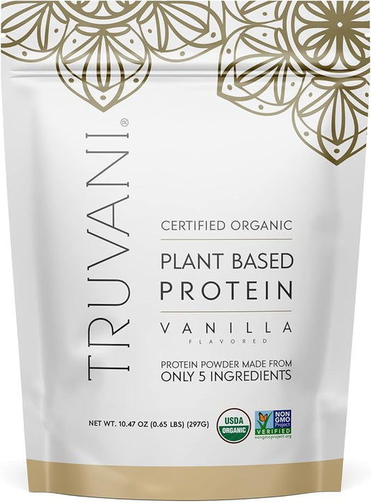 Truvani Organic Vanilla Plant Based Protein, 10.47 oz