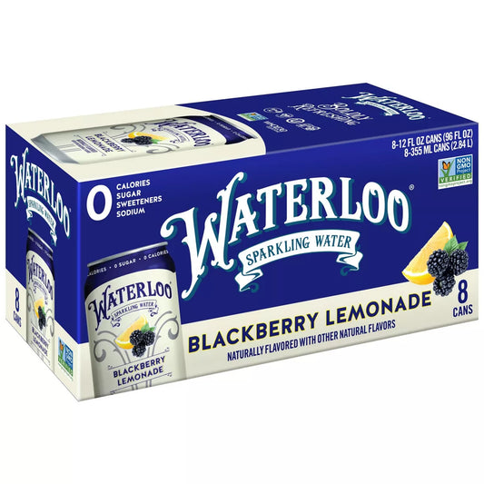 Waterloo Blackberry Lemonade Sparkling Water, 8 Count