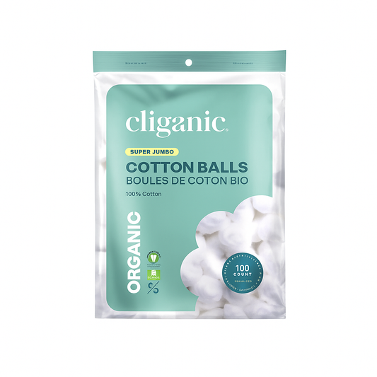 Cliganic Organic Super Jumbo Cotton Balls, 100 Count