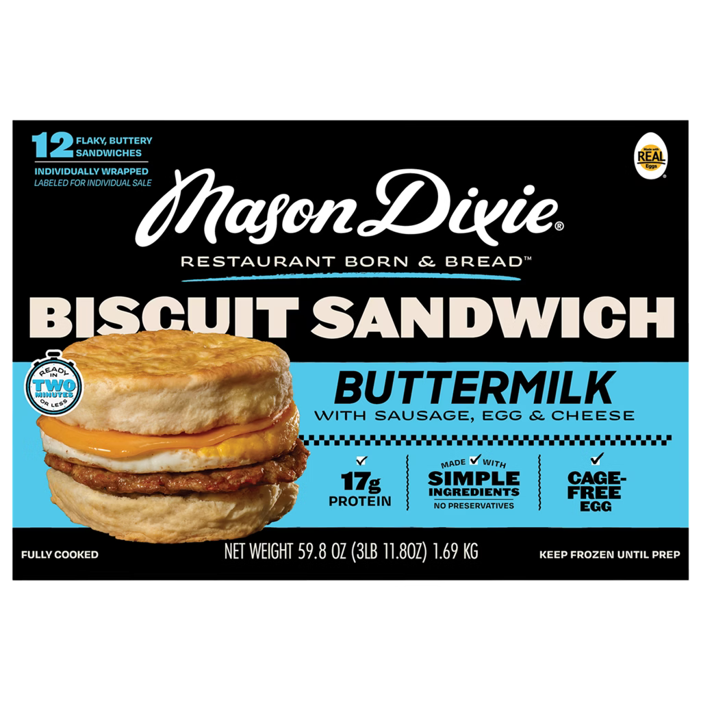 Mason Dixie Biscuit Sandwich, Buttermilk with Sausage, Egg & Cheese, 12 ct
