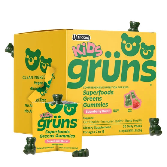 Kids Grüns Superfood Greens Strawberry Burst Flavored Gummies, 35 Daily Packs