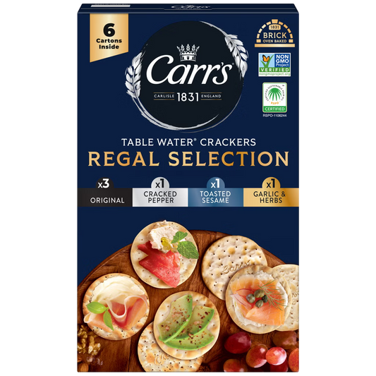 Carr's Table Water Crackers, Regal Selection, 6 ct