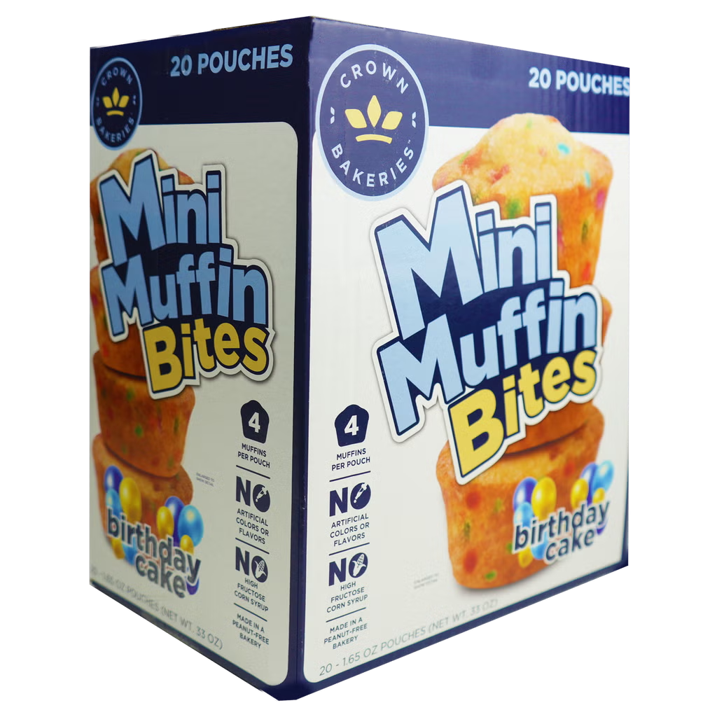 Crown Bakeries Mini Muffin Bites, Birthday Cake, 1.65 oz, 20 ct