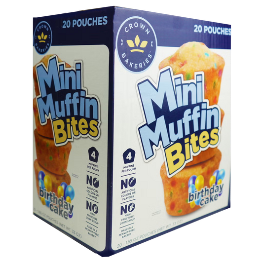 Crown Bakeries Mini Muffin Bites, Birthday Cake, 1.65 oz, 20 ct