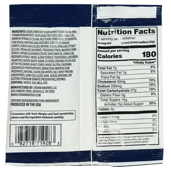 Crown Bakeries Mini Muffin Bites, Birthday Cake, 1.65 oz, 20 ct