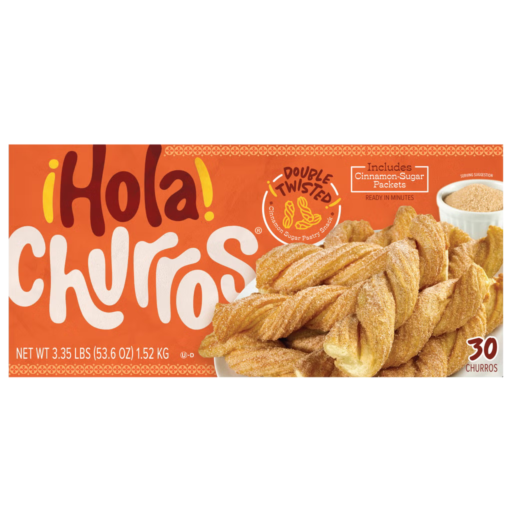 ¡Hola! Churros Double Twisted Cinnamon Sugar Pastry Snack, 30 ct