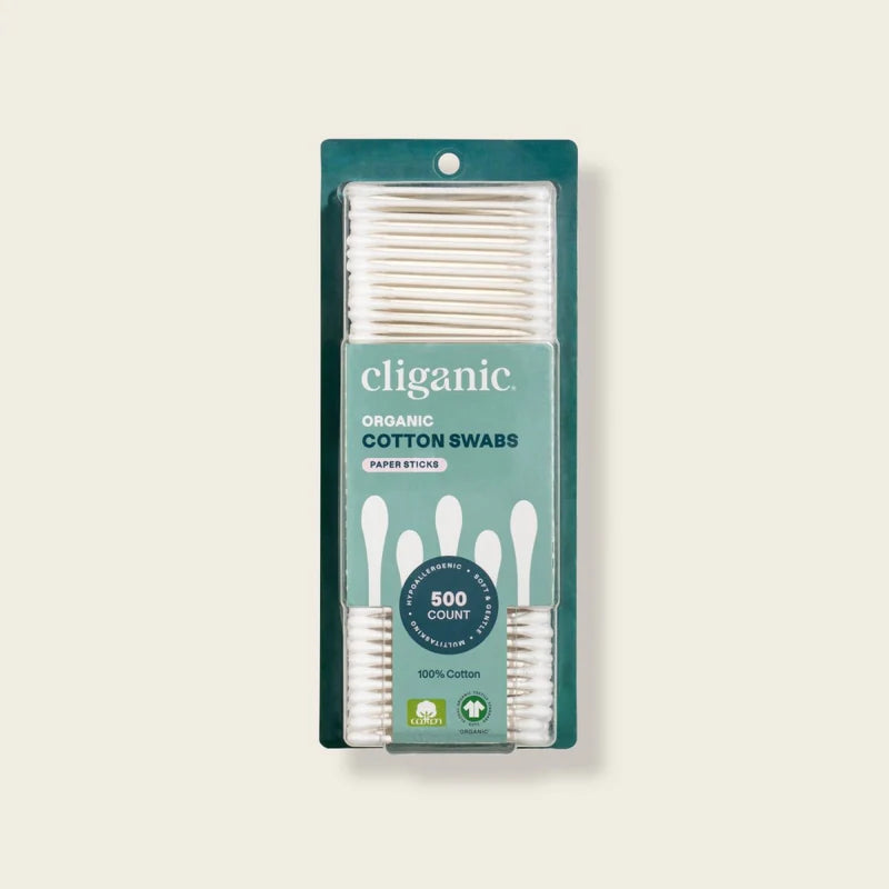 Cliganic Organic Cotton Swabs, 500 Count