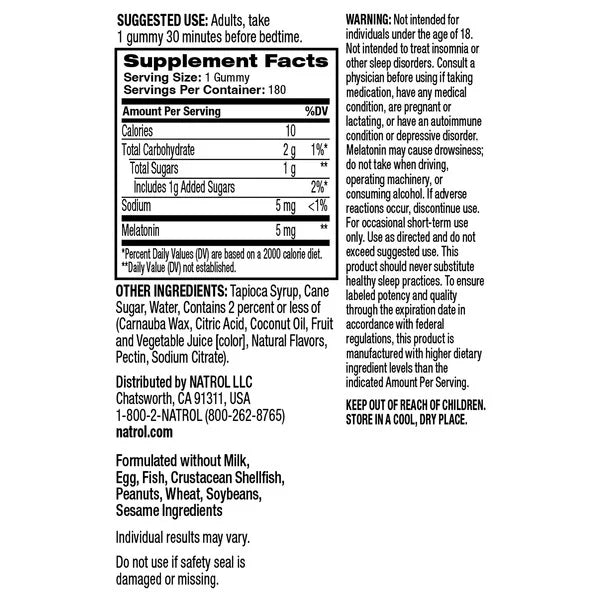 Natrol Melatonin 5mg Gummy, 180 Count