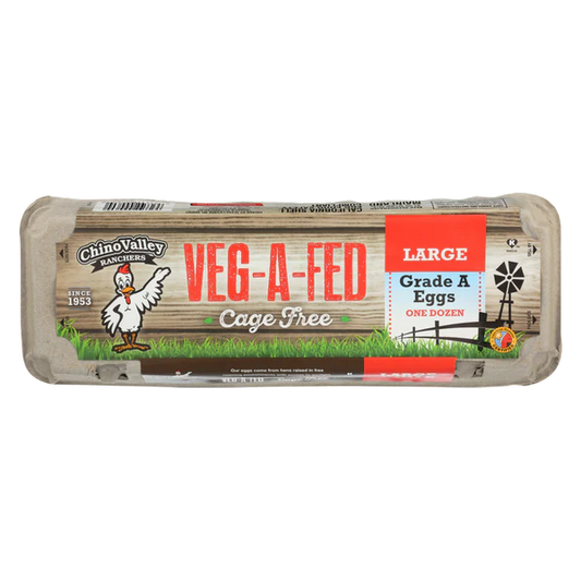 Chino Valley Large White Veg-A-Fed Grade A Eggs, 1 Dozen