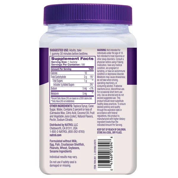 Natrol Melatonin 5mg Gummy, 180 Count