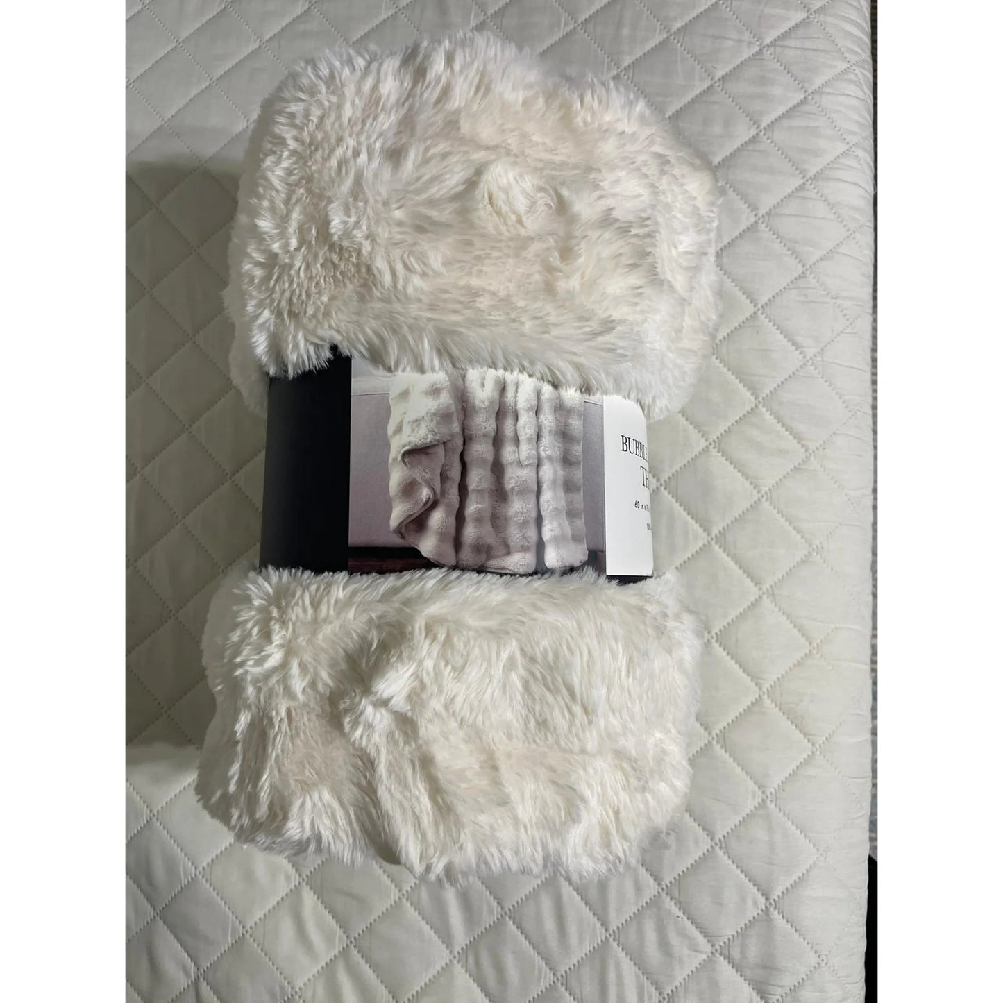 Bubble Faux Fur Throw 60 in X 70 in (Beige) 100 % Polyester
