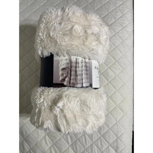 Bubble Faux Fur Throw 60 in X 70 in (Beige) 100 % Polyester