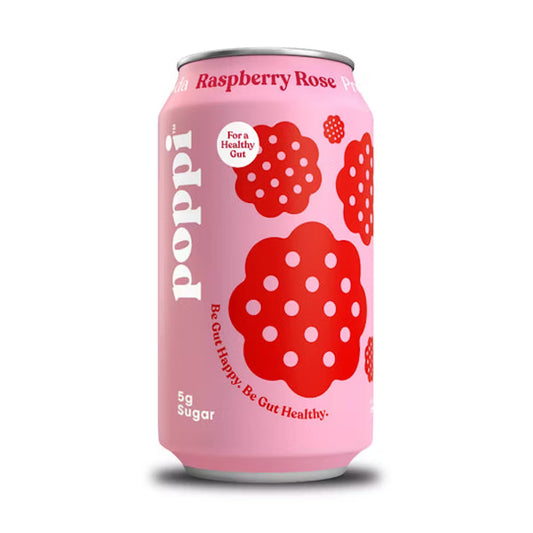 Poppi Prebiotic Rasbery Rose Soda, 4 Count