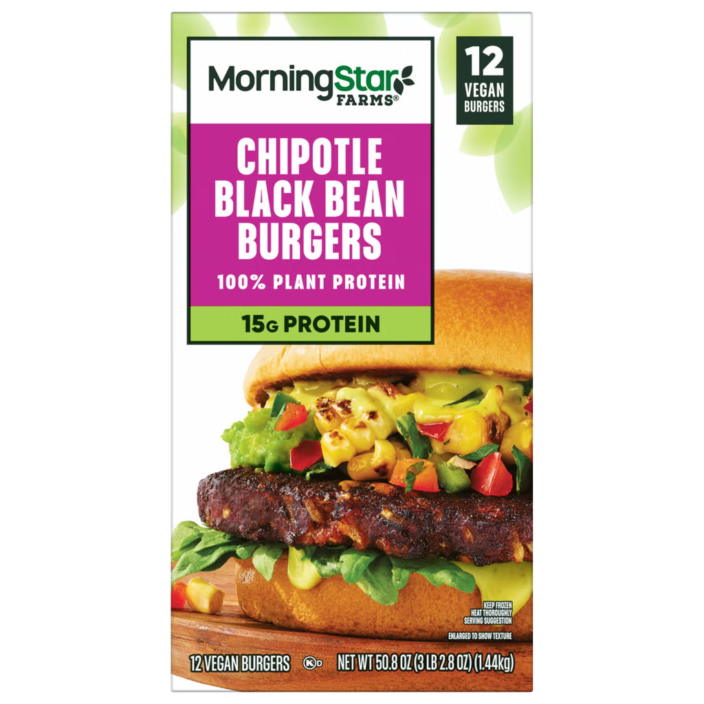 MorningStar Farms Chipotle Black Bean Burger, 1/4 lb Patty, 12 ct