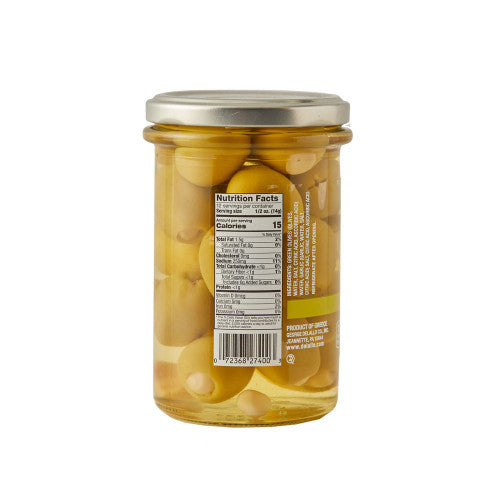 Delallo Organic Garlic Stuffed Green Pitted Olives, 4.5 oz