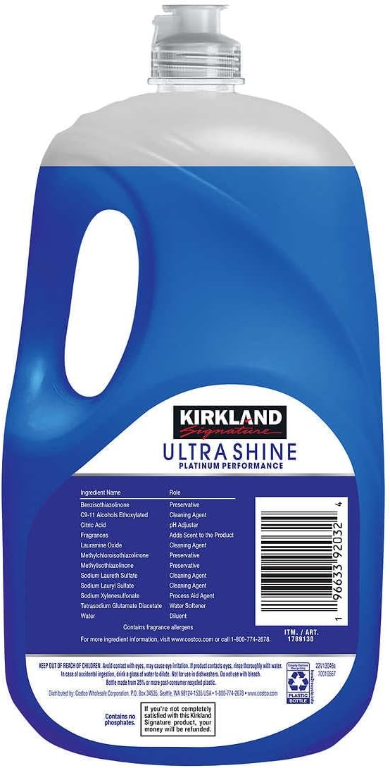 Kirkland Signature Ultra Shine Liquid Dish Soap, Fresh, 90 fl oz