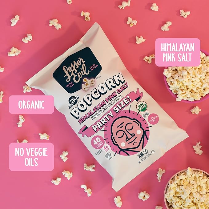 Lesser Evil Organic Himalayan Pink Salt Popcorn, 8 oz