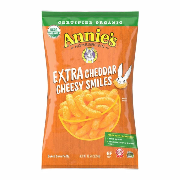 Annie's Organic Extra Cheddar Cheesy Smiles, 12.5 oz