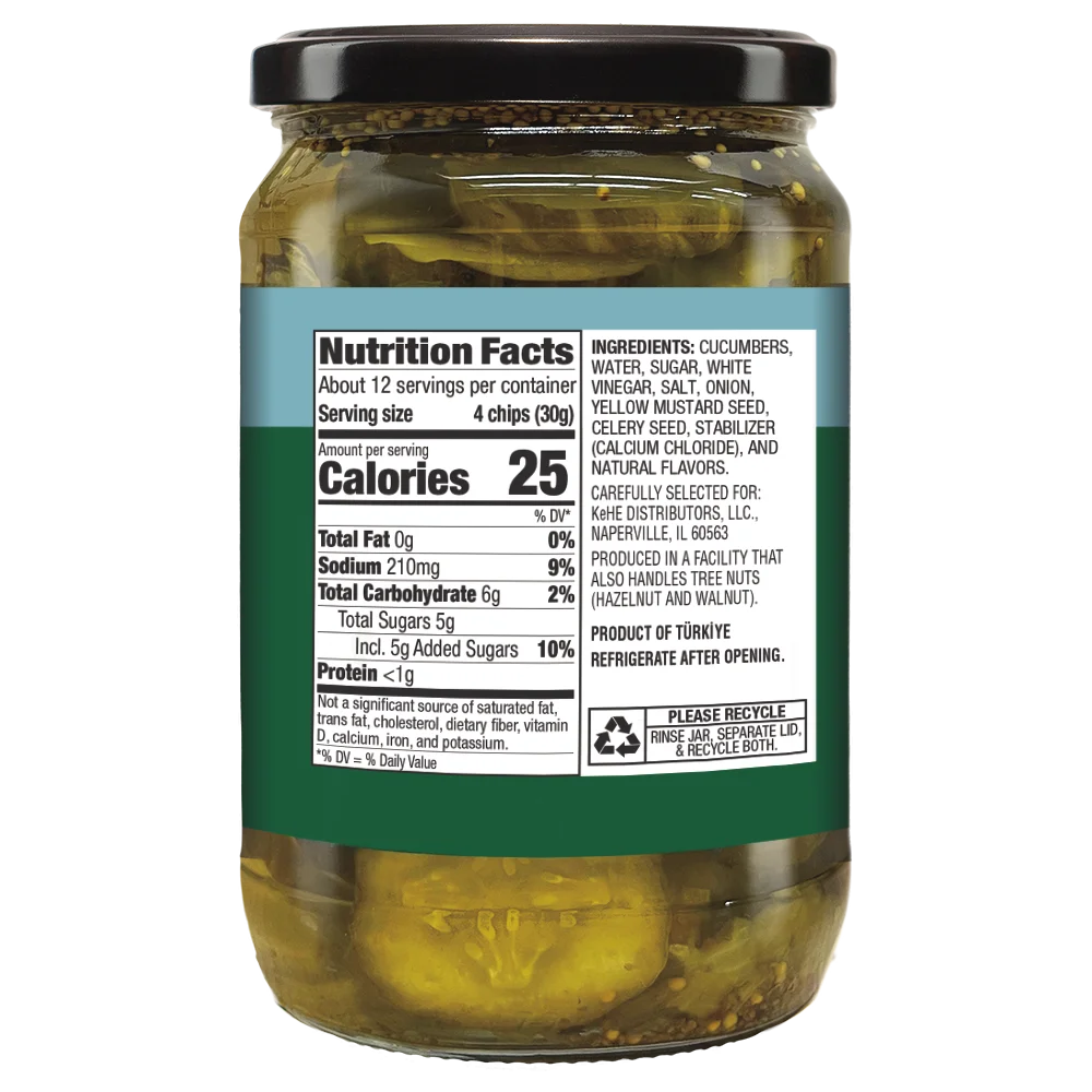 Cadia Everyday Kosher Bread and Butter Pickles, 24 oz