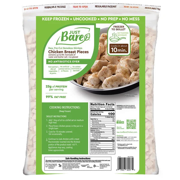 Just Bare ABF Chicken Breast Pieces, 4 lbs