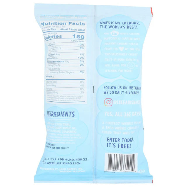 Like Air White Cheddar Puffcorn, 4 oz