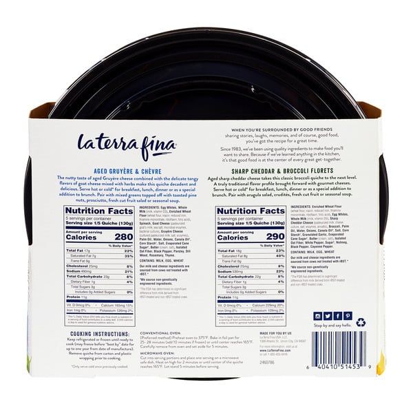 La Tera Fina Gourmet Collection Quiche 2 ct, 23 oz