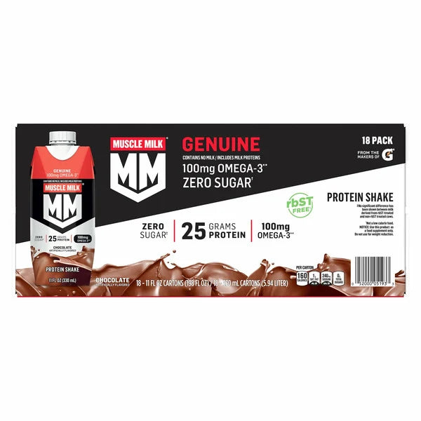 Muscle Milk Genuine Protein Shake Chocolate 18 ct, 11 oz