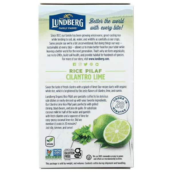 Lundberg Organic Cilantro Lime Rice & Seasoning Mix, 5.5 oz