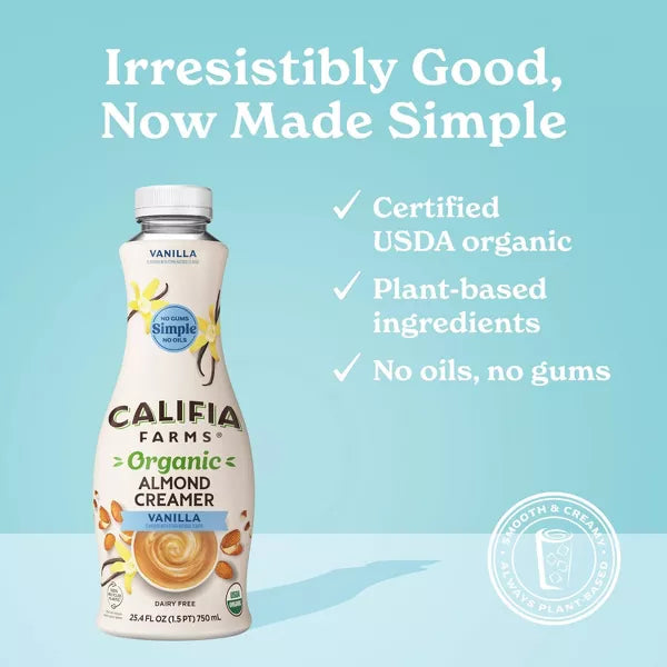 Califia Farms Organic Vanilla Almond Creamer, 25.4 oz