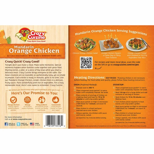 Crazy Cuizine Mandarin Orange Chicken, 4lb